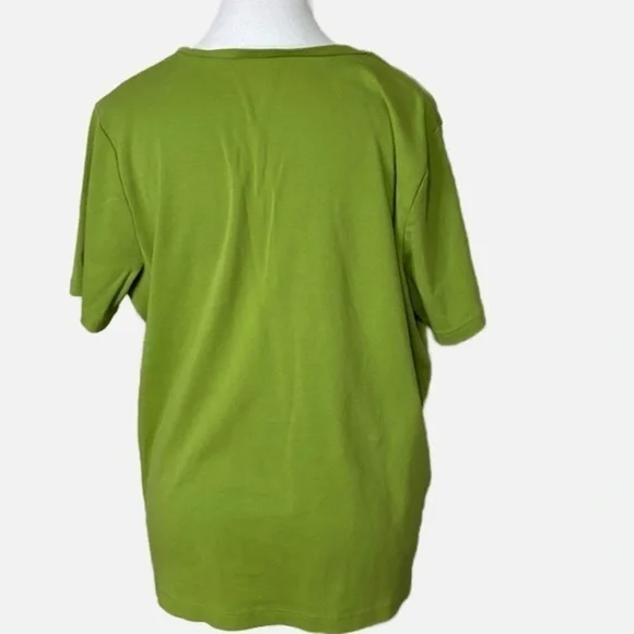 Jones‎ New York Sport Green Cotton V-Neck Short Sleeve Shirt - Picture 2 of 6